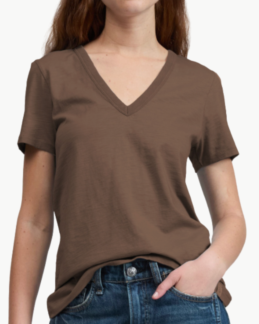 THE SLUB VEE IN COFFEE - Romi Boutique