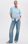 THE SLUB STRIPED TEE IN POWDER BLUE MULTI - Romi Boutique