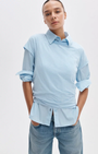 THE SLUB STRIPED TEE IN POWDER BLUE MULTI - Romi Boutique