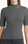 THE KNIT STRIPE RIB TEE IN BLACK MULTI - Romi Boutique