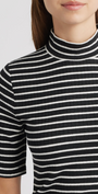 THE KNIT STRIPE RIB TEE IN BLACK MULTI - Romi Boutique