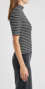 THE KNIT STRIPE RIB TEE IN BLACK MULTI - Romi Boutique