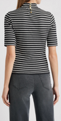 THE KNIT STRIPE RIB TEE IN BLACK MULTI - Romi Boutique