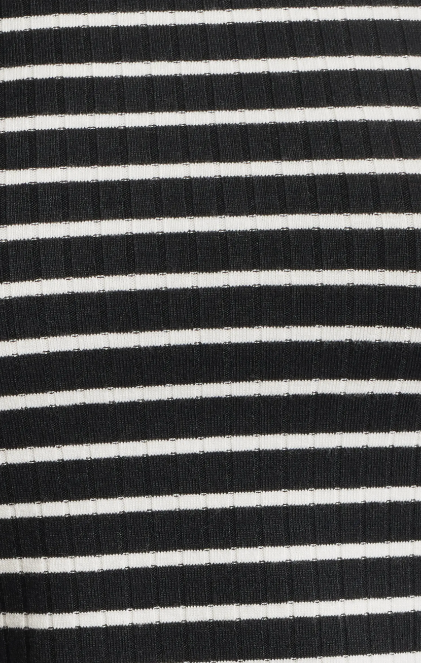 THE KNIT STRIPE RIB TEE IN BLACK MULTI - Romi Boutique