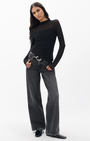 LUCA MIXED-MEDIA MOCKNECK IN BLACK - Romi Boutique