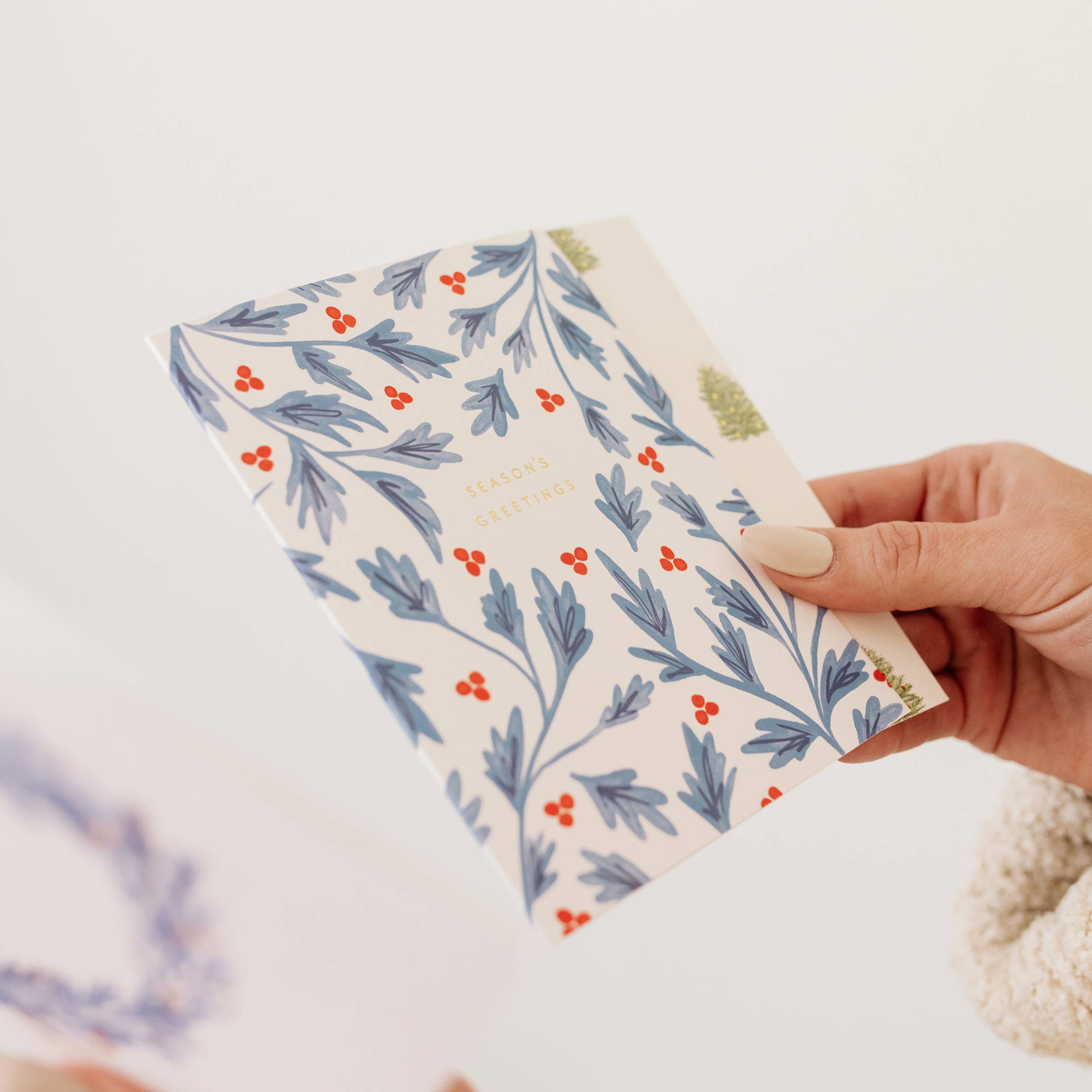 SEASONS GREETINGS HOLLY CARD - Romi Boutique