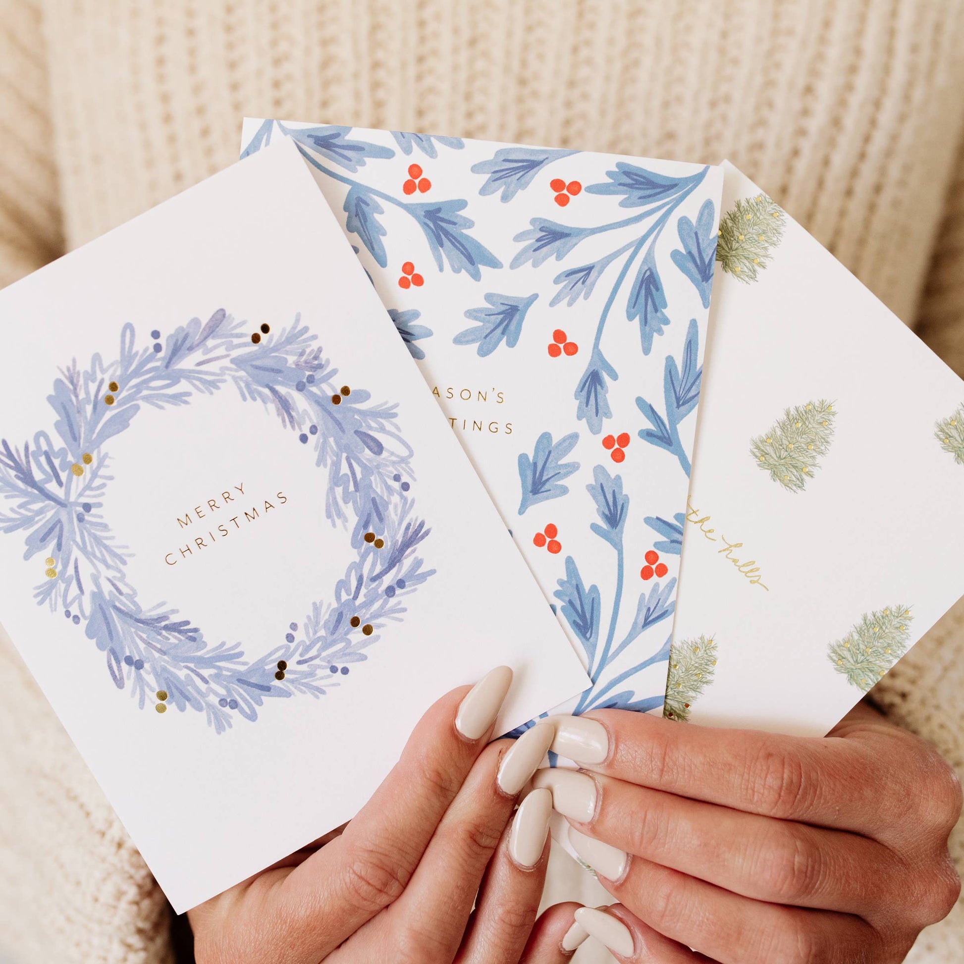 SEASONS GREETINGS HOLLY CARD - Romi Boutique