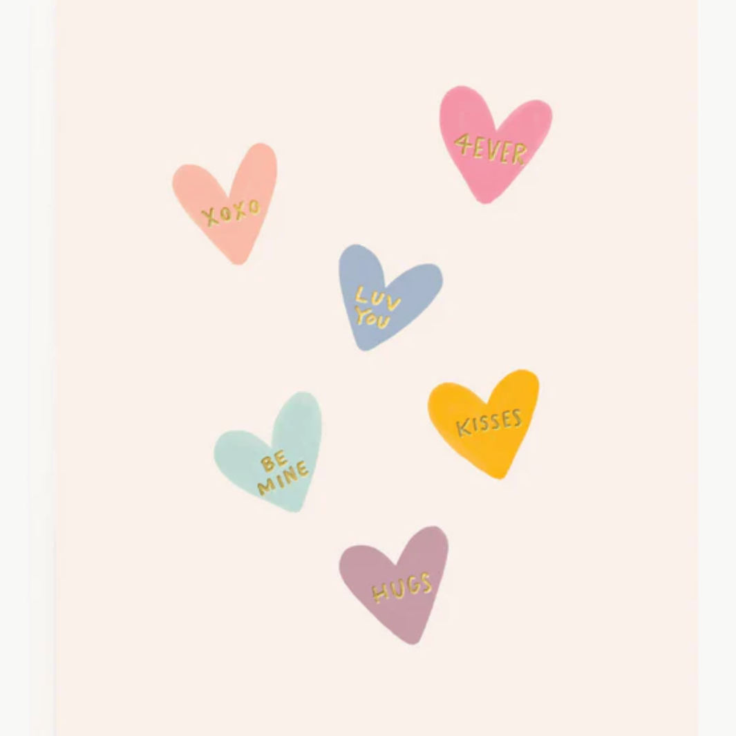 CONVERSATION HEARTS GREETING CARD by Ramona & Ruth - Romi Boutique
