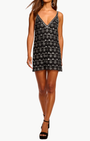 LYNDA EMBELLISHED V-NECK MINI DRESS IN BLACK - Romi Boutique
