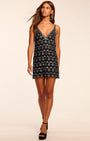 LYNDA EMBELLISHED V-NECK MINI DRESS IN BLACK - Romi Boutique