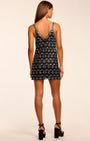 LYNDA EMBELLISHED V-NECK MINI DRESS IN BLACK - Romi Boutique