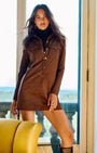 MARIA FAUX SUEDE MINI DRESS IN COFFEE - Romi Boutique