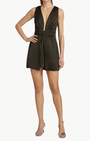 CASSEA PLUNGING MINI DRESS IN DEEP OLIVE - Romi Boutique
