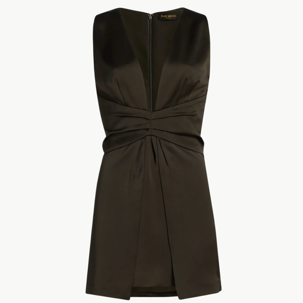 CASSEA PLUNGING MINI DRESS IN DEEP OLIVE by Ramy Brook - Romi Boutique