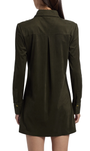 MARIA FAUX SUEDE MINI DRESS IN DEEP OLIVE - Romi Boutique
