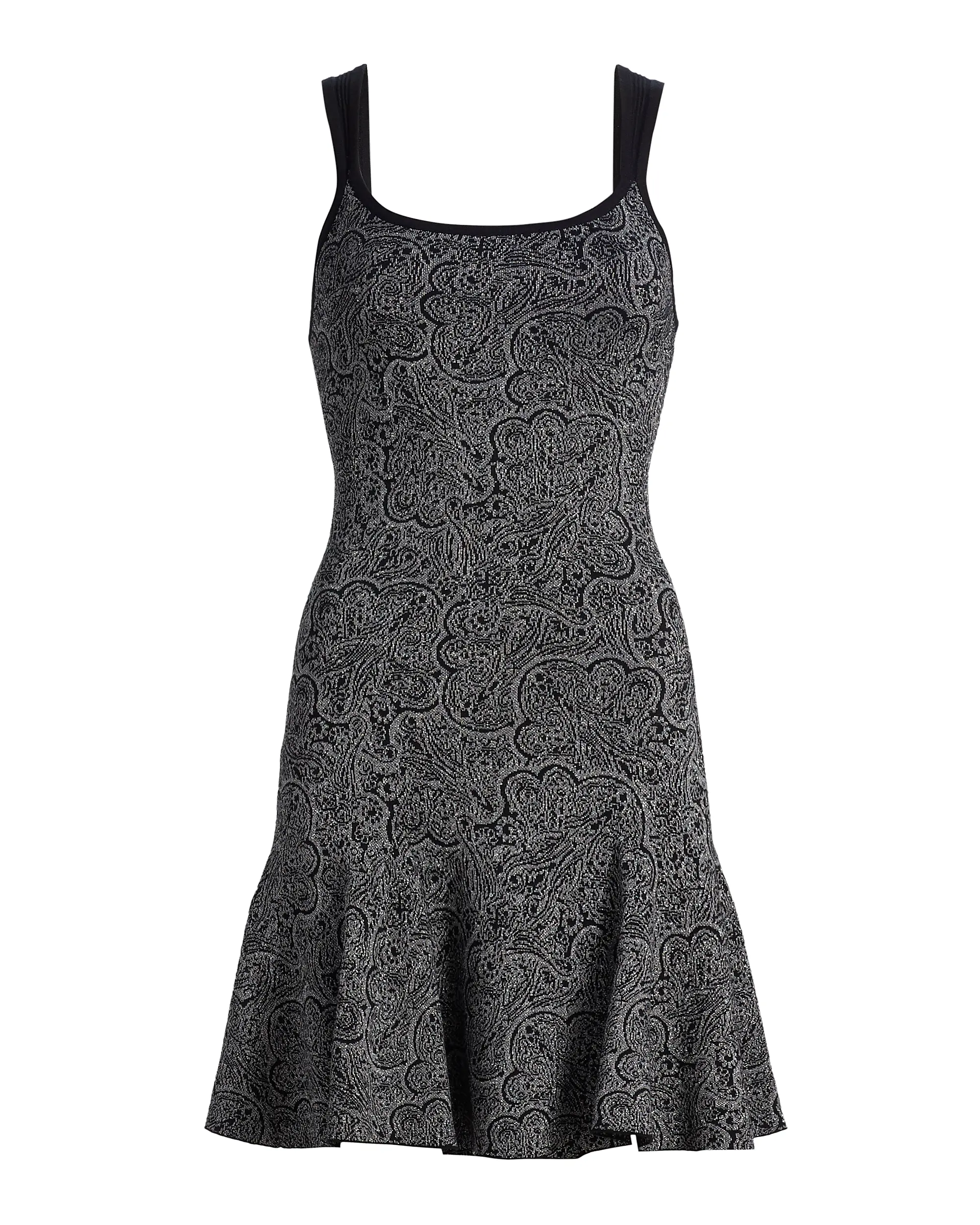 LIDIA SLEEVELESS METALLIC SWEATER MINI DRESS IN PLATINUM JACQUARD - Romi Boutique