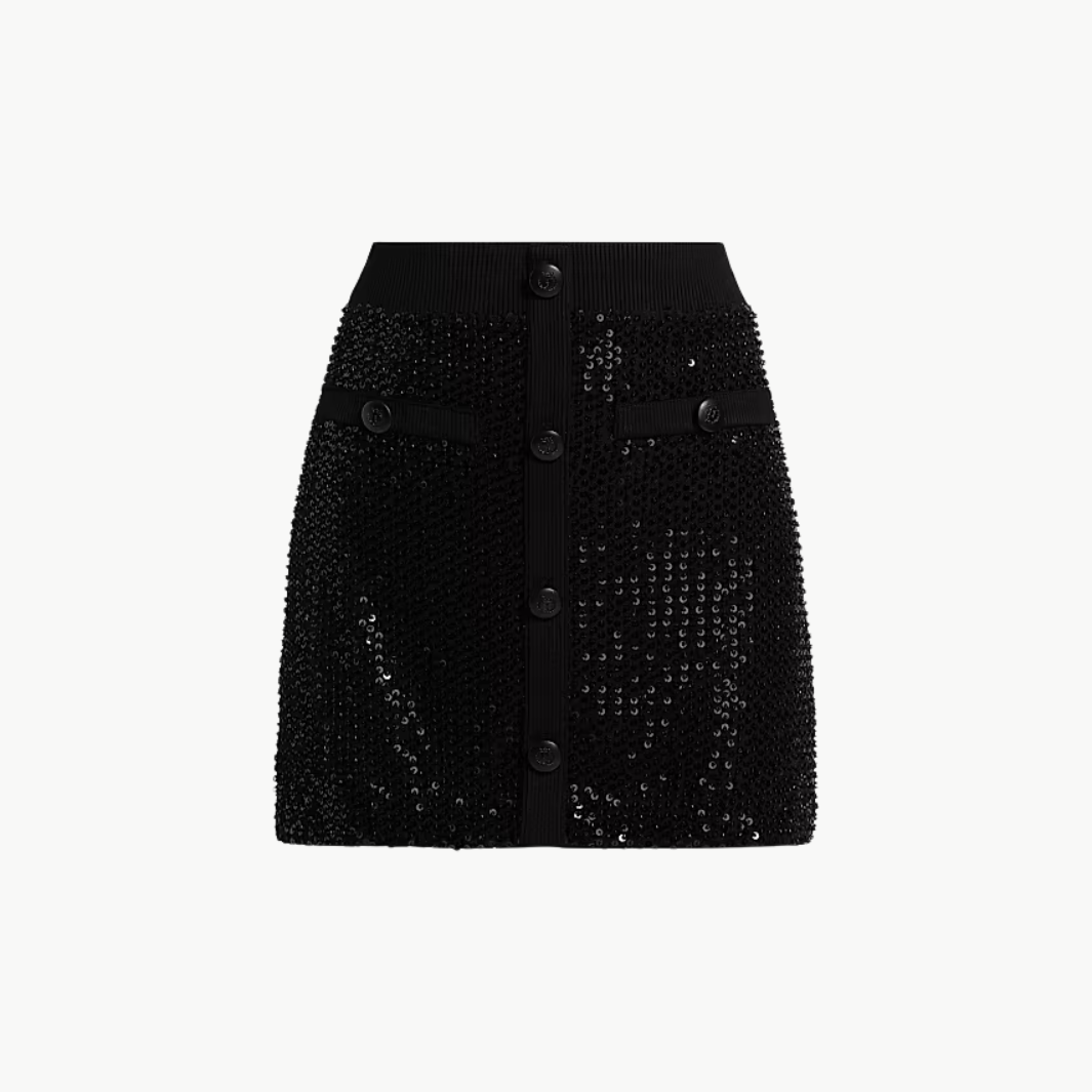 ASHLEY BEADED SEQUIN MINI SKIRT IN BLACK by Ramy Brook - Romi Boutique
