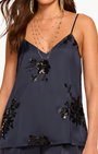 SANDRA V-NECK EMBELLISHED TANK TOP IN NAVY - Romi Boutique