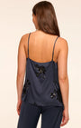 SANDRA V-NECK EMBELLISHED TANK TOP IN NAVY - Romi Boutique