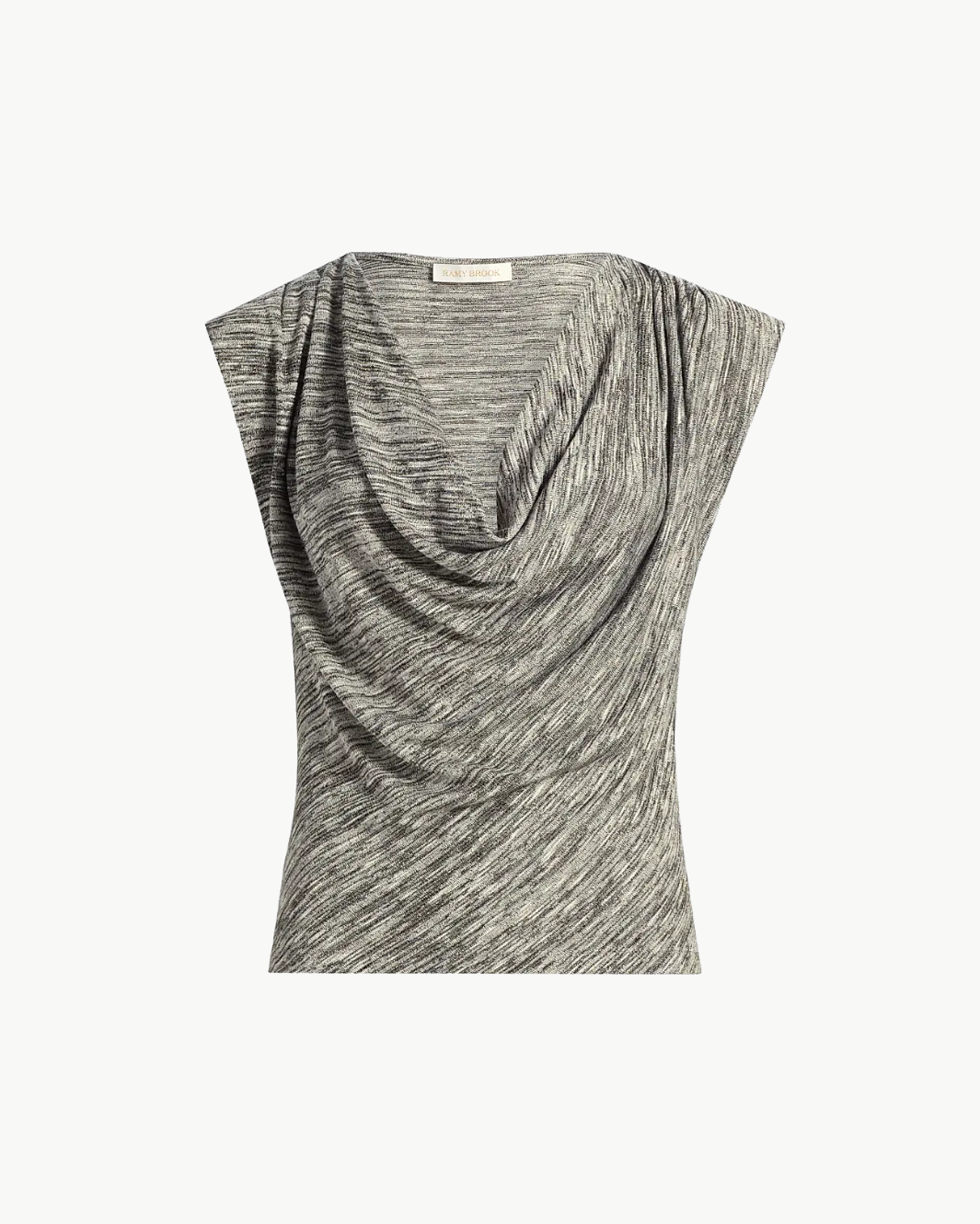 AZUL LUREX KNIT COWL NECK TOP IN BLACK/WHITE SPACE DYE by Ramy Brook - Romi Boutique