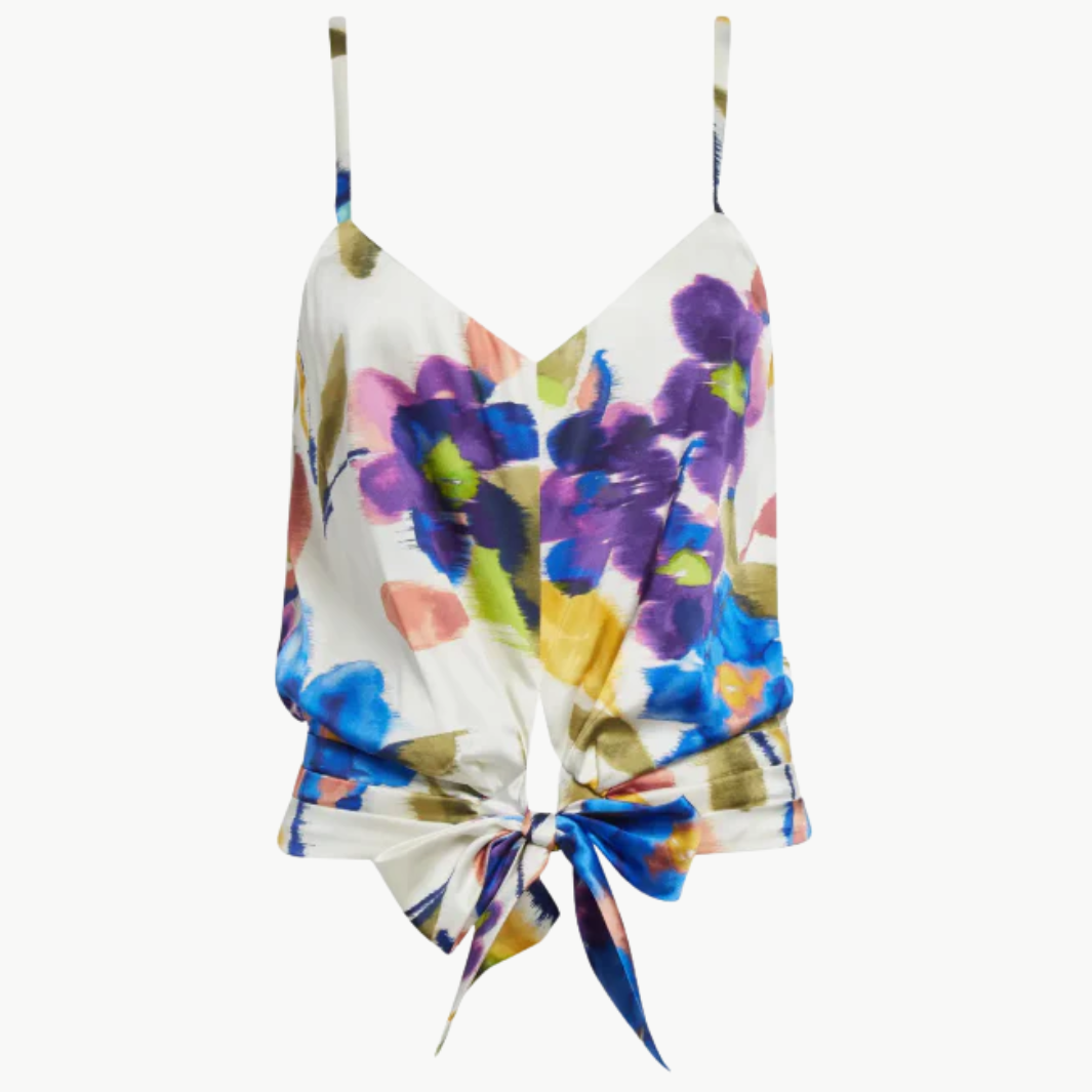 DELLIA TOP IN IVORY FLORAL SILK by Ramy Brook - Romi Boutique