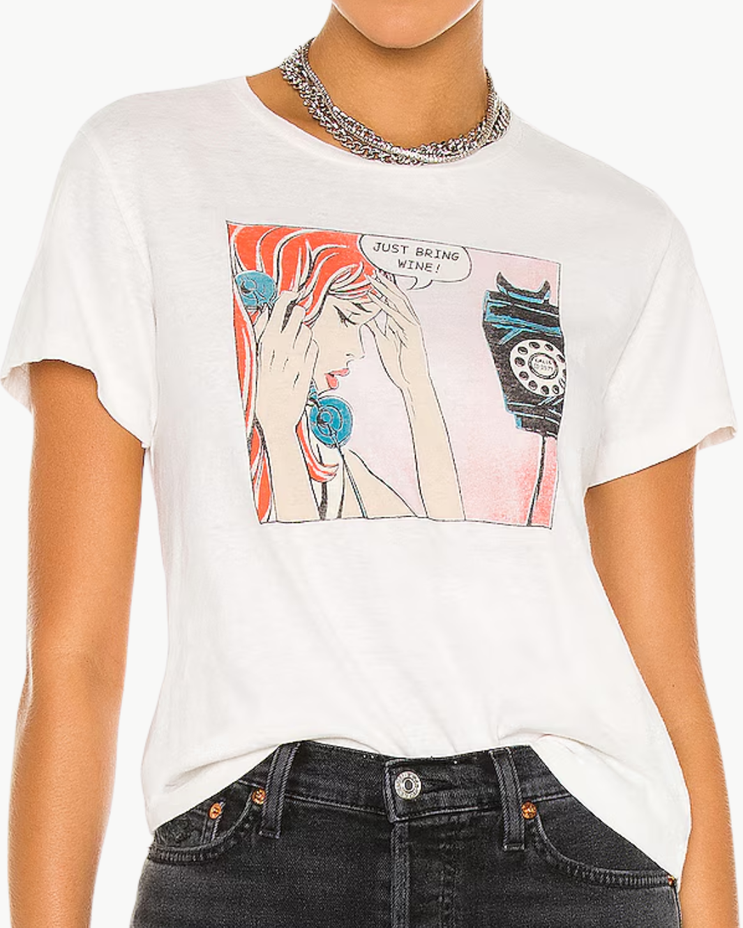 CLASSIC TEE JUST SEND WINE IN VINTAGE WHITE - Romi Boutique