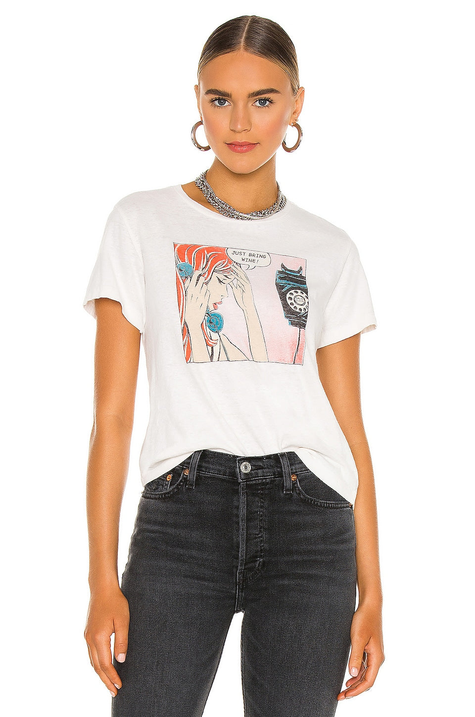 CLASSIC TEE JUST SEND WINE IN VINTAGE WHITE - Romi Boutique