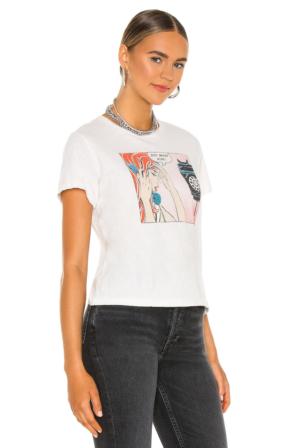 CLASSIC TEE JUST SEND WINE IN VINTAGE WHITE - Romi Boutique