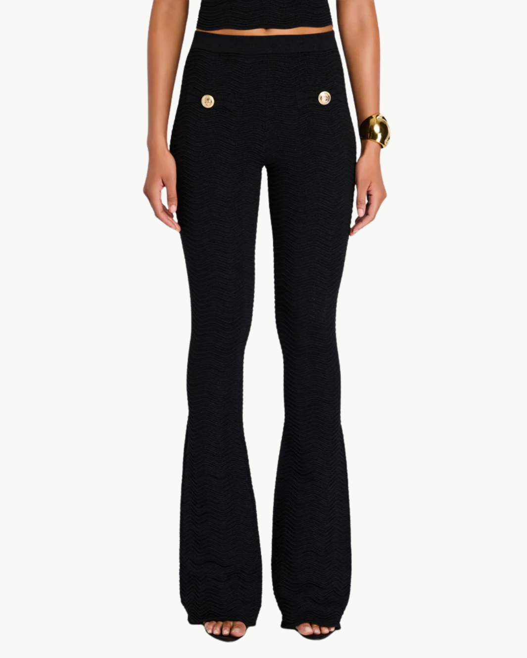 JOLIET KNIT PANT IN METALLIC BLACK - Romi Boutique