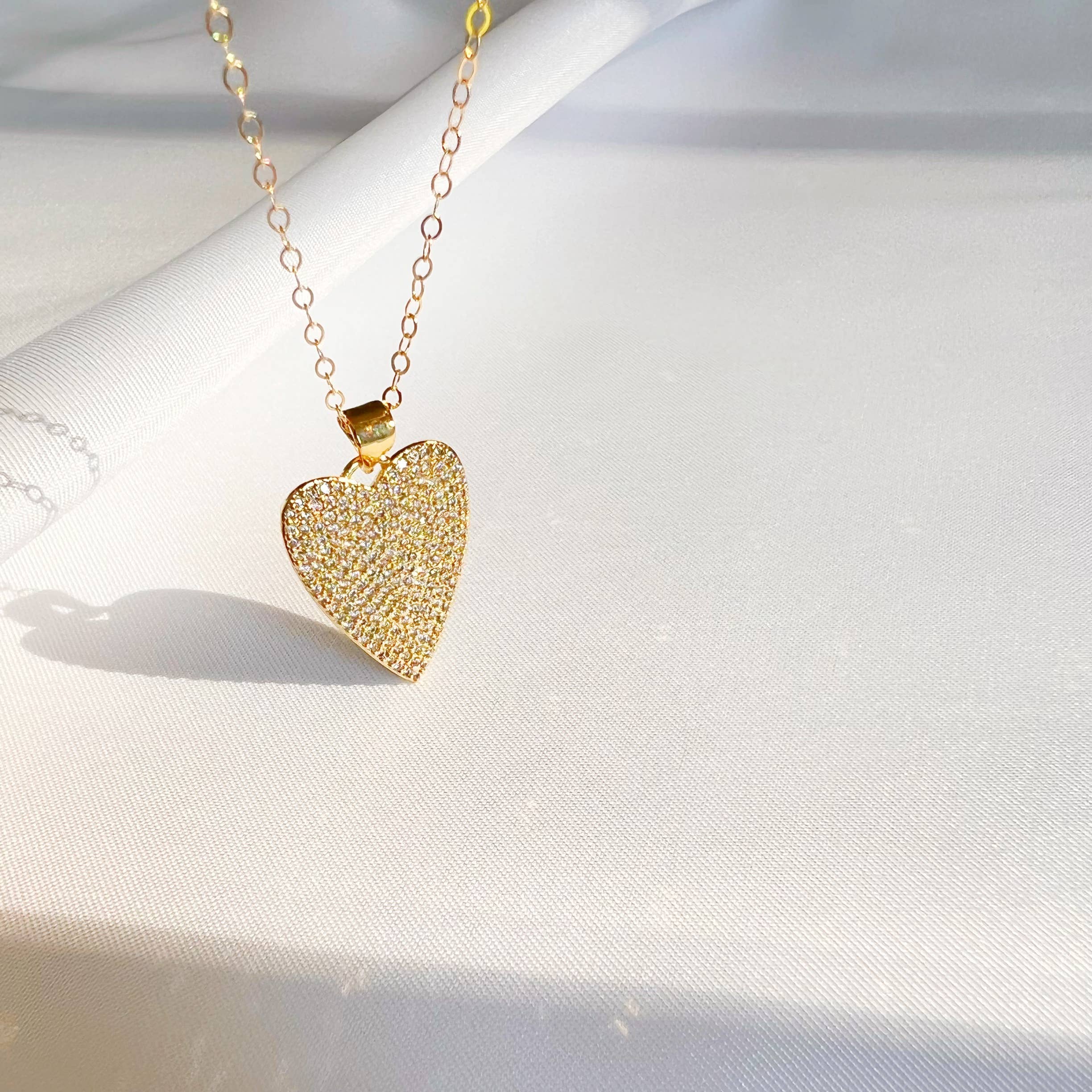 ONE LOVE HEART CZ NECKLACE IN GOLD FILLED by Romi - Romi Boutique