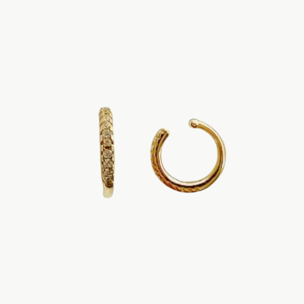 CHARLOTTE PAVE EAR CUFF IN GOLD - Romi Boutique