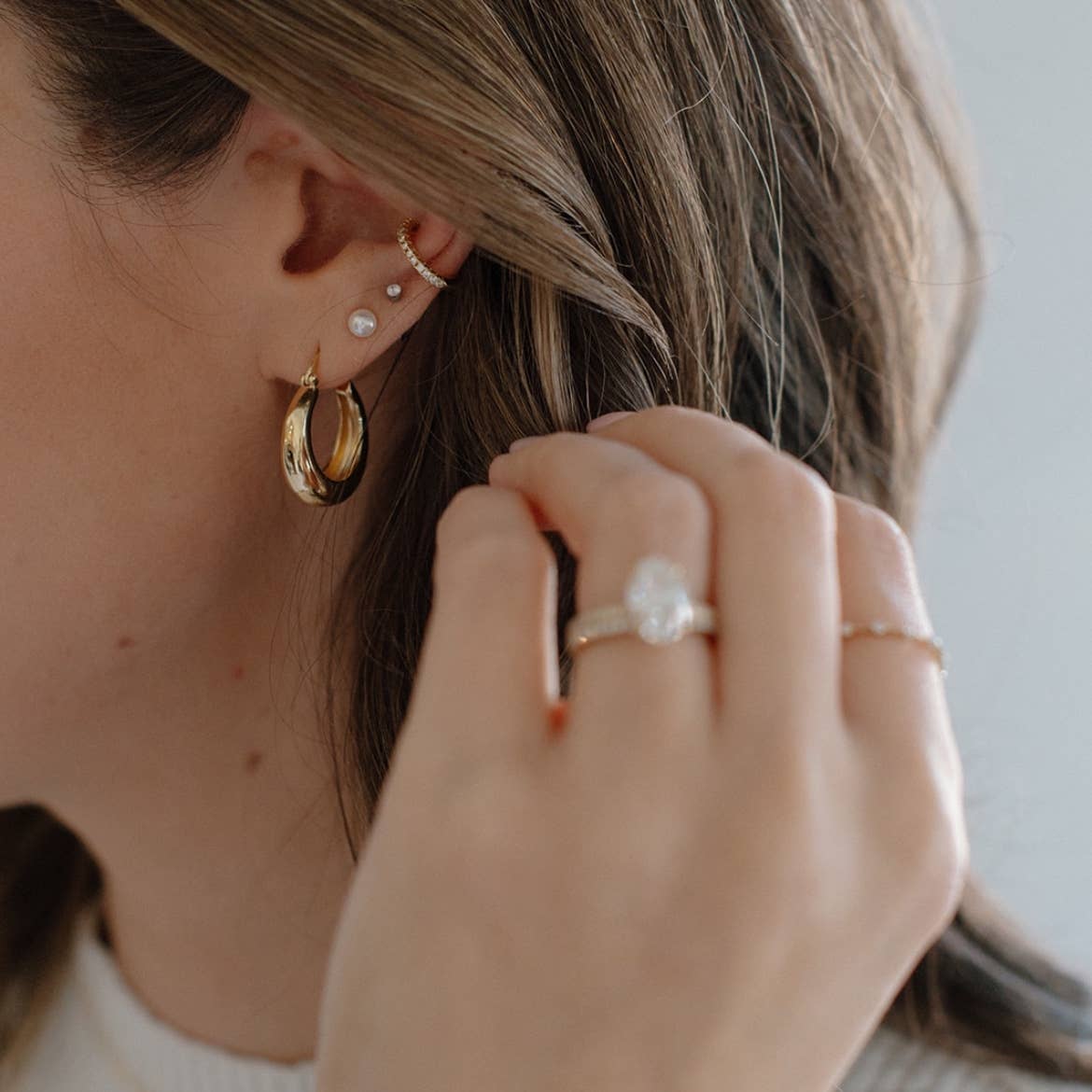 CHARLOTTE PAVE EAR CUFF IN GOLD - Romi Boutique