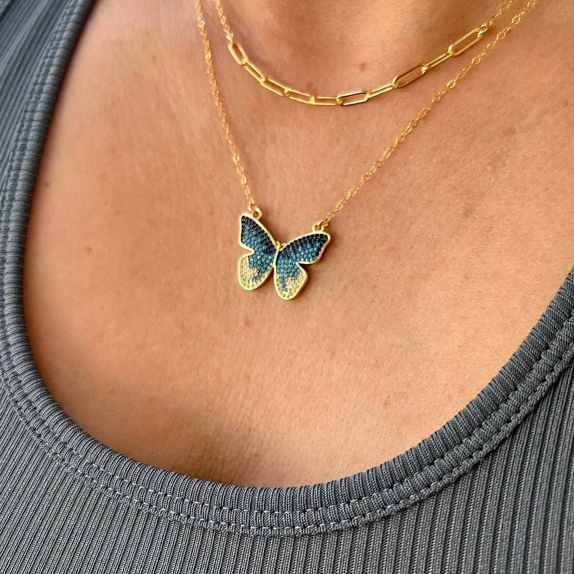 GOLDEN HOUR PAPERCLIP NECKLACE IN GOLD - Romi Boutique