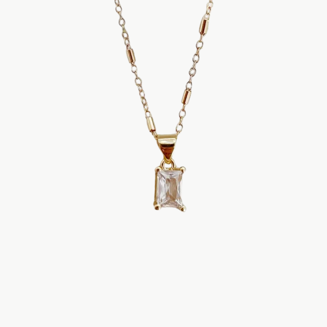 GOLDIE CLEAR CZ PENDANT NECKLACE IN GOLD by Romi - Romi Boutique