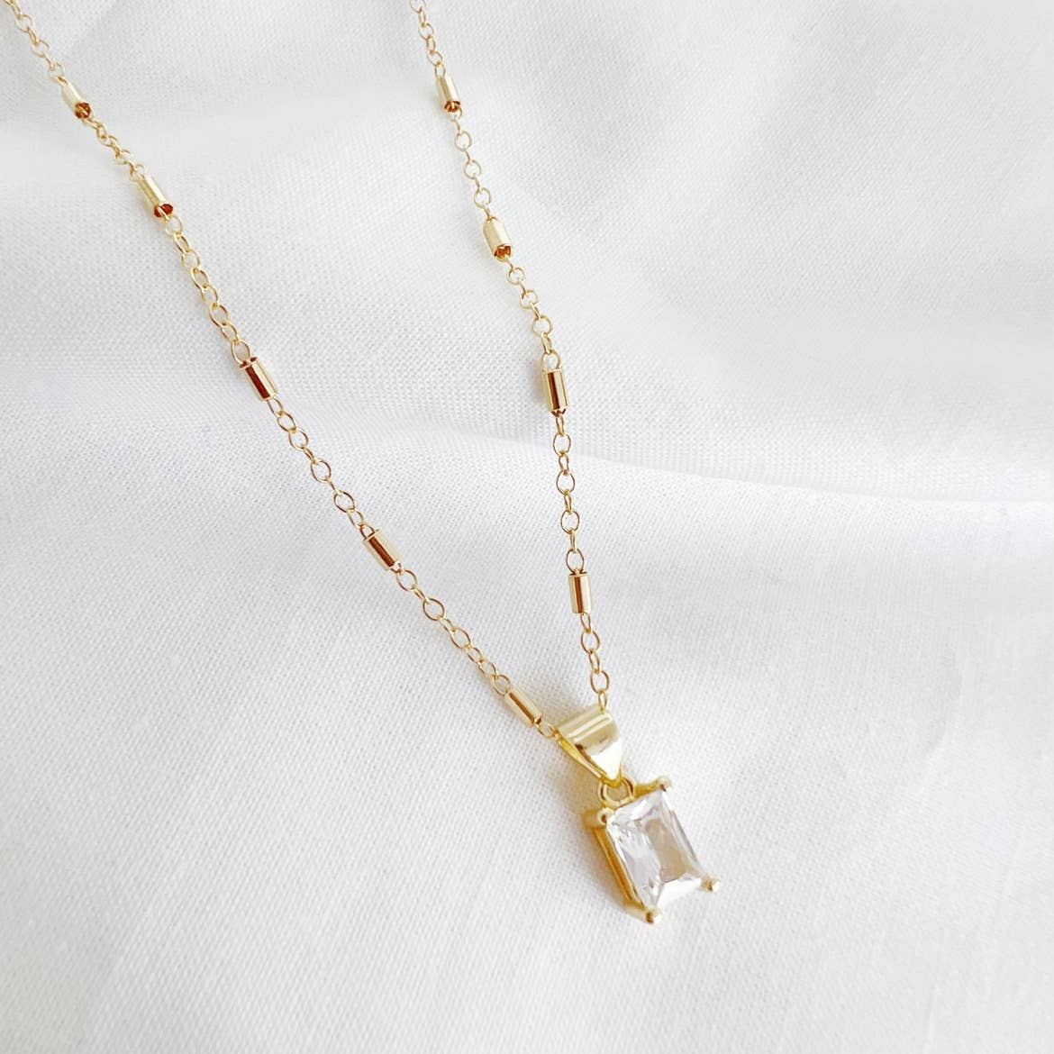 GOLDIE CLEAR CZ PENDANT NECKLACE IN GOLD by Romi - Romi Boutique