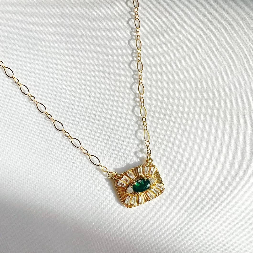 JADE EVIL EYE PENDANT NECKLACE IN GOLD - Romi Boutique