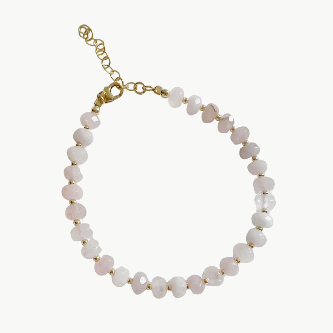 ROSALIE BEADED BRACELET IN ROSE QUARTZ PINK - Romi Boutique