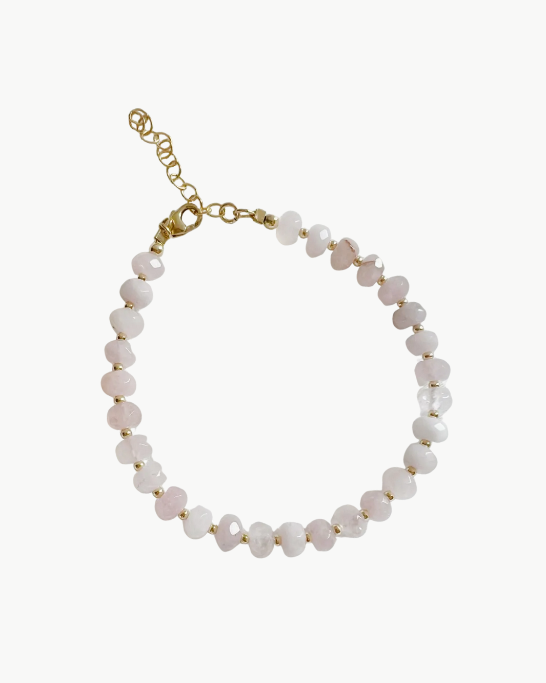 ROSALIE BEADED BRACELET IN ROSE QUARTZ PINK - Romi Boutique