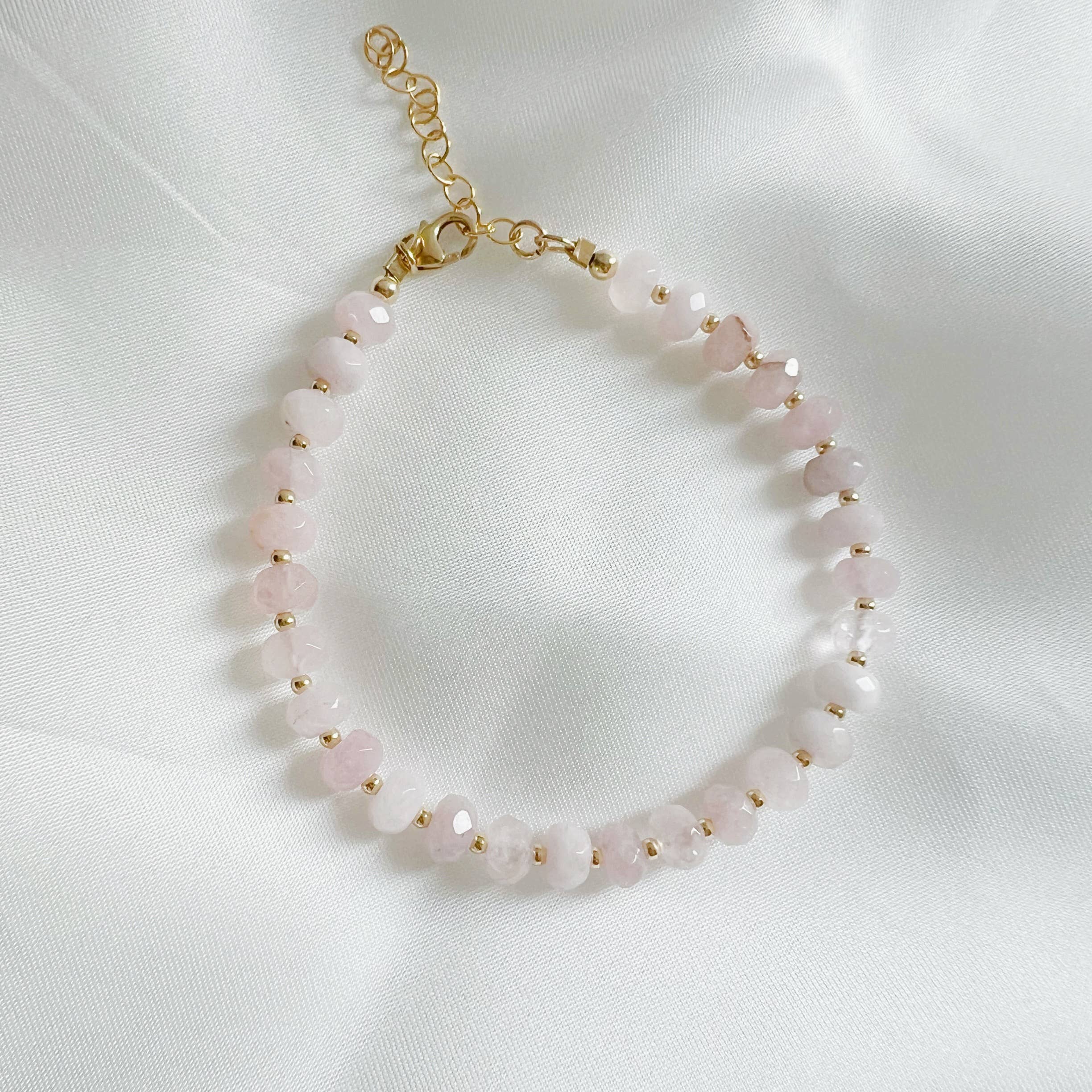 ROSALIE BEADED BRACELET IN ROSE QUARTZ PINK - Romi Boutique