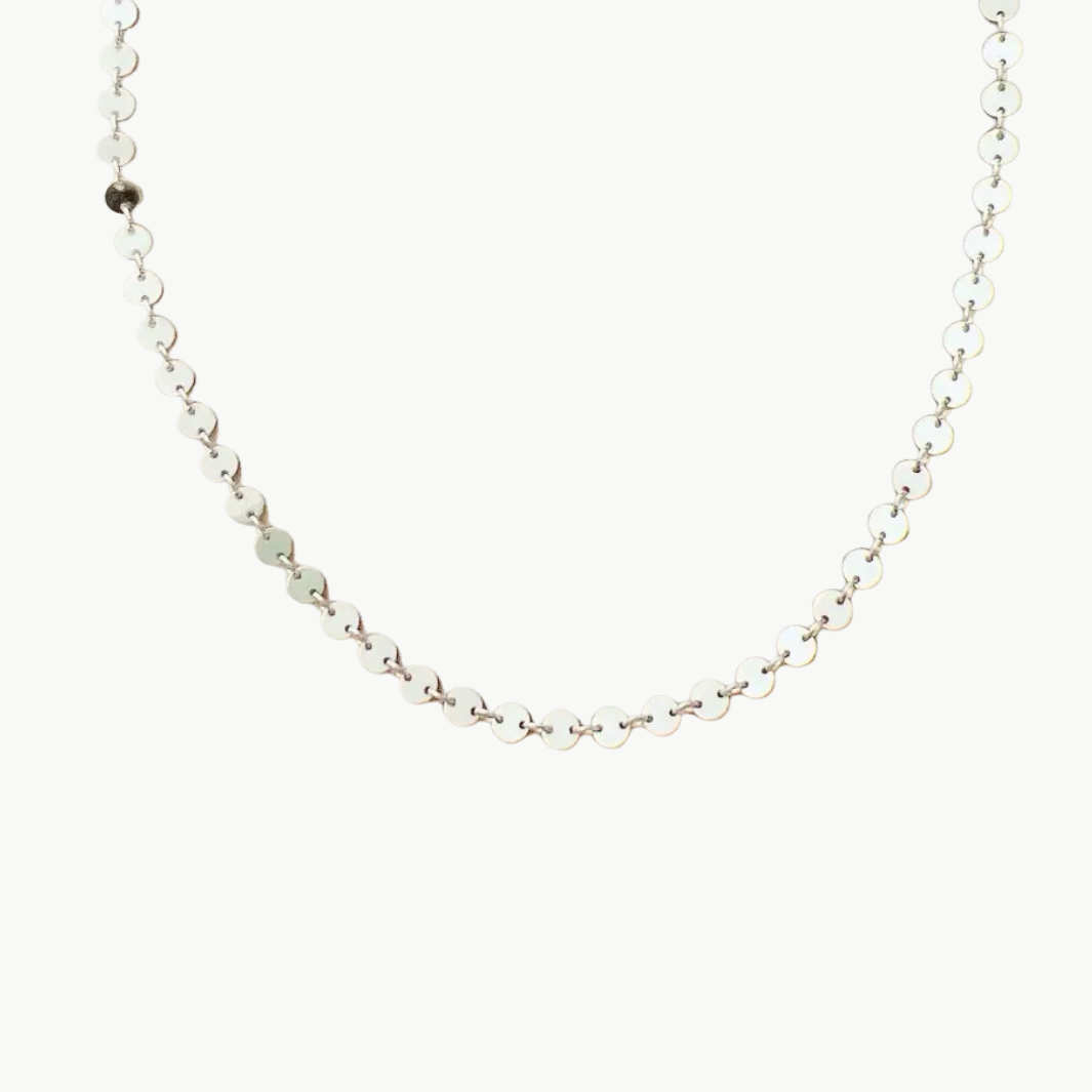 LUXE SEQUIN DISC CHAIN NECKLACE IN SILVER - Romi Boutique
