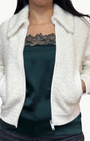 CODY COLLARED ZIP UP JACKET IN GARDENIA by Sablyn - Romi Boutique