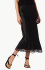 MIRANDA LACE TRIM SILK SKIRT IN BLACK by Sablyn - Romi Boutique