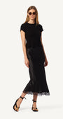MIRANDA LACE TRIM SILK SKIRT IN BLACK by Sablyn - Romi Boutique