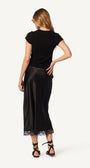 MIRANDA LACE TRIM SILK SKIRT IN BLACK by Sablyn - Romi Boutique