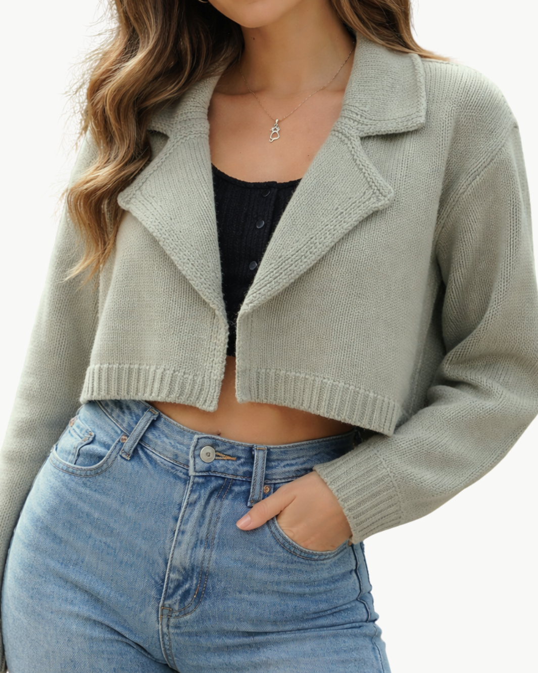 TYRA RELAXED COLLARED CARDIGAN IN EUCALYPTUS by Sablyn - Romi Boutique