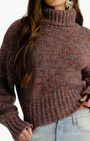 DARCEY CROPPED SLOUCHY TURTLENECK IN MAHOGANY MULTI by Sablyn - Romi Boutique