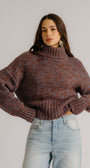 DARCEY CROPPED SLOUCHY TURTLENECK IN MAHOGANY MULTI by Sablyn - Romi Boutique