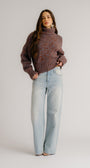 DARCEY CROPPED SLOUCHY TURTLENECK IN MAHOGANY MULTI by Sablyn - Romi Boutique