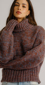 DARCEY CROPPED SLOUCHY TURTLENECK IN MAHOGANY MULTI by Sablyn - Romi Boutique