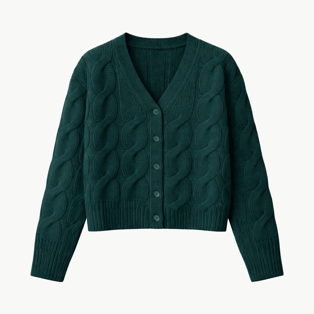 Sablyn JOLIE V-NECK CROPPED CASHMERE CABLE KNIT CARDIGAN at Romi Boutique
